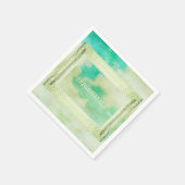 フレームビクトリアンス絵画キのエレガントティール（緑がかった色）クリーム スタンダードカクテルナプキン (角)