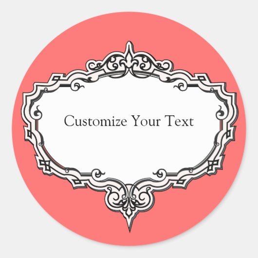 フレームビクトリアンプリントカスタマイズ可能ステッカー ラウンドシール (正面)
