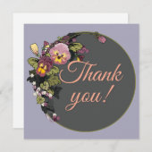 フレームビクトリアン付きパンジーのカスタマイズ可能 シーズンカード (正面/裏面)