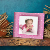 フレームピンクの白い水玉模様で写真を追加 フォトプラーク (側面)