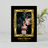 フレームファンシーク結婚したリスマスブラックフォト 箔シーズンカード (立ち正面)