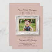 フレームファンシー最初の誕生日 招待状 (正面/裏面)