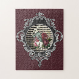 フレームファンシー白うさぎコラージュ ジグソーパズル