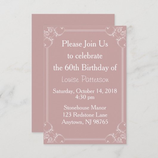 フレームファンシー誕生日大プリント招待状 招待状 (正面/裏面)