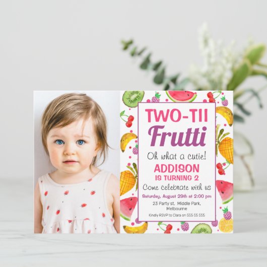 フレームフォトフルーティ2nd誕生日 招待状 (スタンド正面)