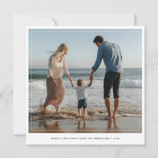 フレームフォト手書きビーチクリスマスファミリー シーズンカード (正面)