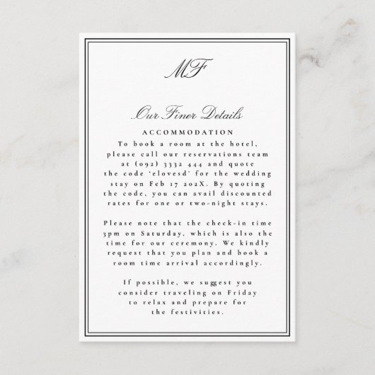 フレームフォーマルTuxedoホワイト結婚ズ詳細情報 エンクロージャーカード (正面)