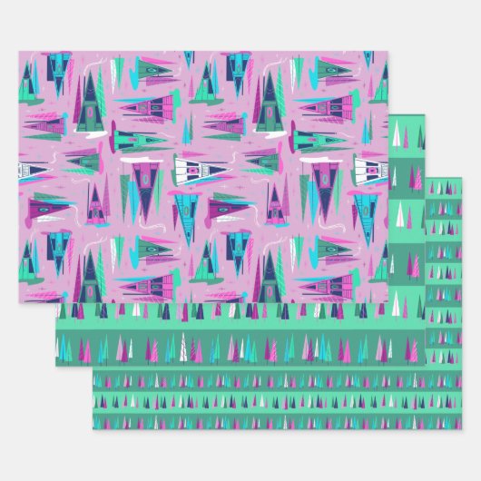 フレームホリデーギフトラップセット ラッピングペーパーシート (セット)