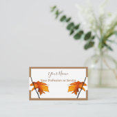 フレームミニマルデザインとカラフルの葉 名刺 (スタンド正面)