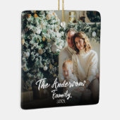 フレームモダンエレガントタイポグラフィ家族の写真 セラミックオーナメント (右)