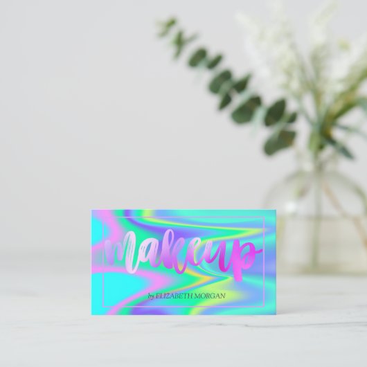 フレームモダンエレガントホログラフィックメイクアップ 名刺 (スタンド正面)