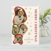 フレームモダンオーガニックメリークリスマスフォトカード シーズンカード (スタンド正面)