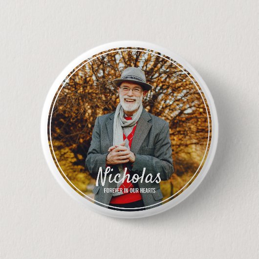フレームモダンシンプル写真葬儀記念碑 缶バッジ (正面)