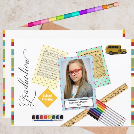 フレームモダンフォトエレメンタリー卒業 招待状