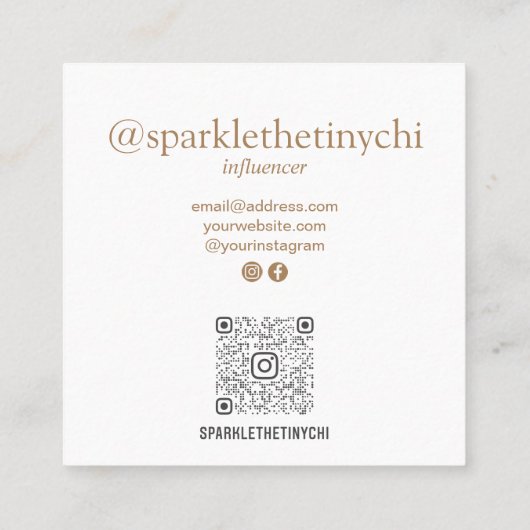 フレームモダンフォトスキャン可能なQRコード スクエア名刺 (裏面)