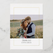 フレームモダンフォト結婚のサンキューカード 箔招待状 (正面)