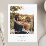 フレームモダンフォト結婚の日付の変更 ポストカード<br><div class="desc">カスタム白い枠と書のデザインを備えた日モダン付ハガキのデザインの変更。</div>
