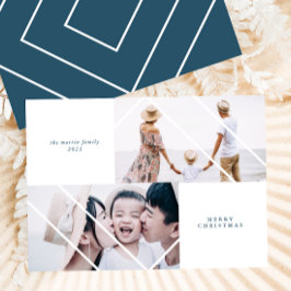 フレームモダンブルークリスマスフォトカード シーズンカード