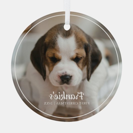フレームモダンペットの初めてのクリスマスフォトオーナメント ガラスオーナメント (裏面)