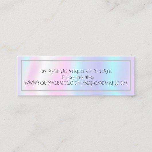 フレームモダンホログラフィックインスタグラムのソーシャルメディア スキニー名刺 (裏面)