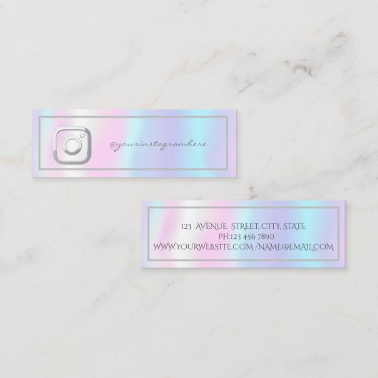 フレームモダンホログラフィックインスタグラムのソーシャルメディア スキニー名刺 (正面/裏面)