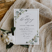 フレームモダンユーカリ緑結婚式招待状 招待状