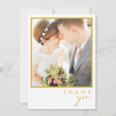 フレームモダン内のミニマル金ゴールド写真 サンキューカード (正面)