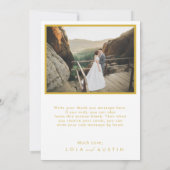 フレームモダン内のミニマル金ゴールド写真 サンキューカード (裏面)