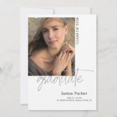 フレームモダン写真の卒業発表を追加 案内状 (裏面)