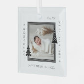 フレームモダン常緑樹フォトフレーム誕生 ガラスオーナメント (正面左)