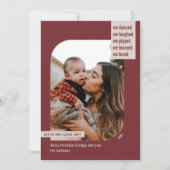 フレームモダン年レビュー1フォトクリスマスワイン シーズンカード (正面)