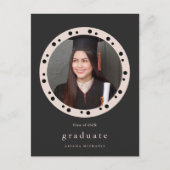 フレームモダン点々のあるフォト卒業パーティー招待状 案内ポストカード (正面)
