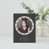 フレームモダン点々のあるフォト卒業パーティー招待状 案内ポストカード (スタンド正面)