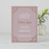 フレームモダン赤面華美ピンクキンセニェラ写真 箔招待状 (立ち正面)