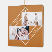 フレームモダン金ゴールド2枚フォトメリークリスマス セラミックオーナメント (左)