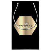 フレームモノグラムネーム金ゴールドブラックファッションブティック スモールペーパーバッグ (裏面)