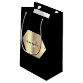 フレームモノグラムネーム金ゴールドブラックファッションブティック スモールペーパーバッグ (裏面アングル)