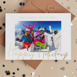 フレームロゴバック企業の金ゴールドハッピーホリデー 箔シーズンカード