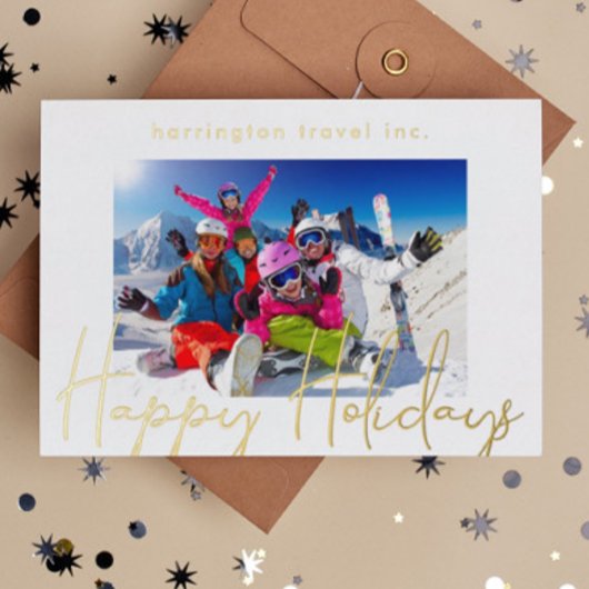 フレームロゴバック企業の金ゴールドハッピーホリデー 箔シーズンカード