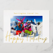 フレームロゴバック企業の金ゴールドハッピーホリデー 箔シーズンカード (正面)