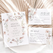 フレームワイルドフラワーウェディング日付保存招待状 招待状