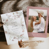 フレームワイルドフラワーウェディング日付保存招待状 招待状