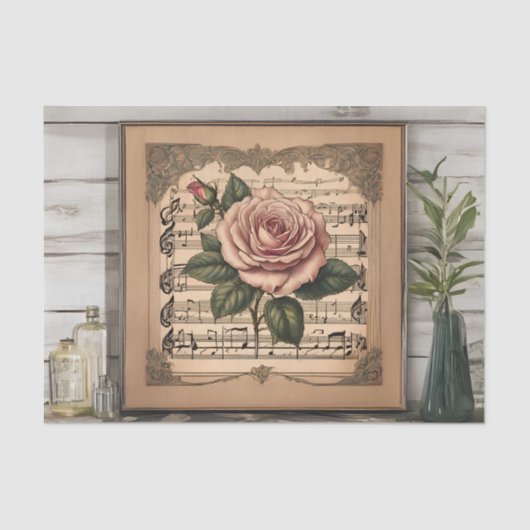 フレームヴィンテージバラ切り離しティッシュペーパー 薄葉紙 (正面)