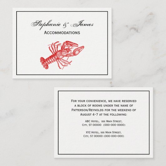 フレームヴィンテージ赤ロブスター#1スケッチ 名刺 (正面/裏面)