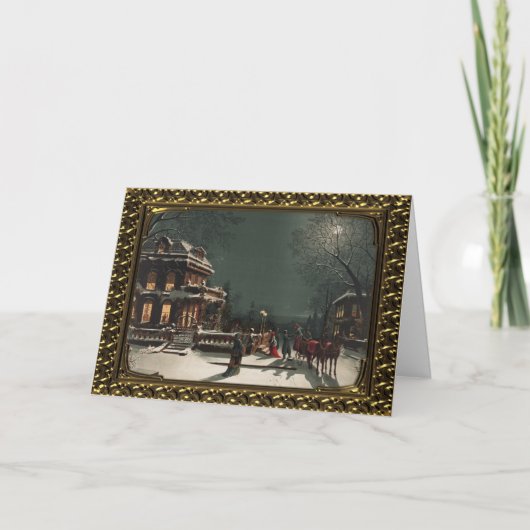 フレーム付きクリスマスイブパーティー-ヴィンテージカード シーズンカード (正面)