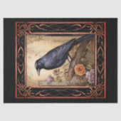 フレーム付きゴシックのレイヴンと花模様の切り離し 薄葉紙 (正面)