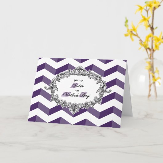 フレーム付きシスターシェブロンの母フランスのの日 カード (黄色い花)