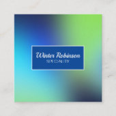 フレーム付きシックなホログラフィックブルーグリーンターコイズ スクエア名刺 (正面)