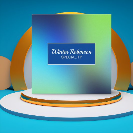 フレーム付きシックなホログラフィックブルーグリーンターコイズ スクエア名刺