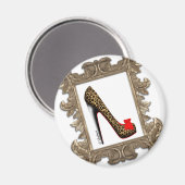 フレーム付きヒョウのスティレット型ポンプ マグネット (正面/裏面)